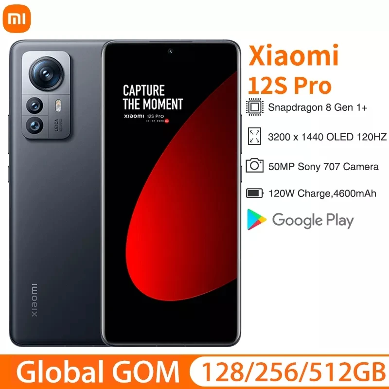 Global Rom Mi Xiaomi 12S Pro 5G Smartphone Snapdragon 8+ CPU 50MP Leica Camera 120W Charge 4600mAh 6.73” 2K 120Hz AMOLED Screen