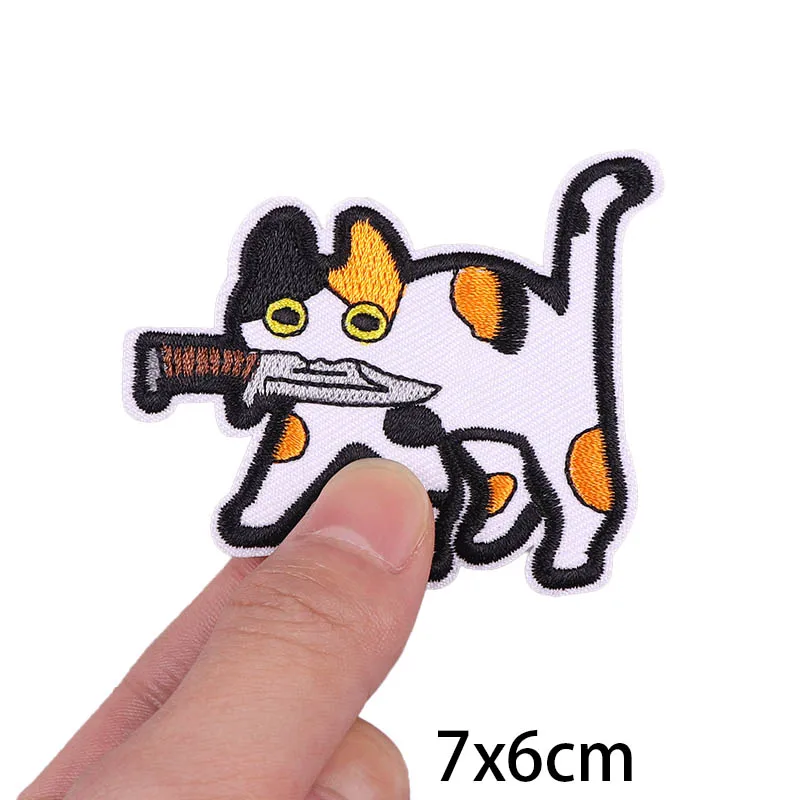 Патчи с вышивкой в виде животных и ножей патчи для одежды термоклейкие нашивки на