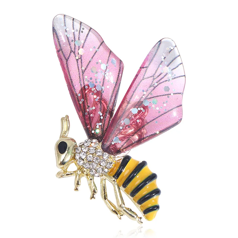 

Korean Fashion Crystal Bee Brooch Cute Insect Rhineston Enamel Lapel Pin Coat Suit Badge Luxulry Brocohes for Women Accessories