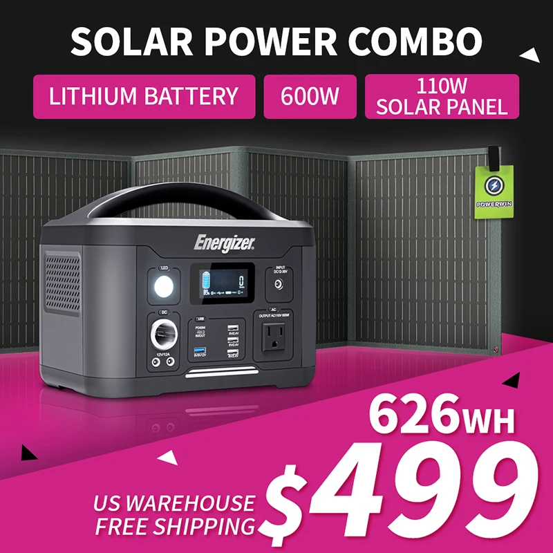 POWERWIN PPS700 Solar Generator Energizer Portable Power Station PWS110 Foldable Solar Panel 110W ETFE IP65 Voltage Regulator RV