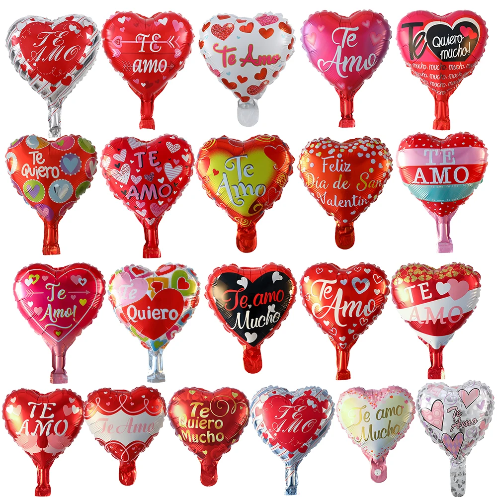 

10/20pcs 10inch TE AMO Spanish I love you Foil Balloons Heart Shape Helium Globos Valentine's Day Wedding Party Decoration Ball