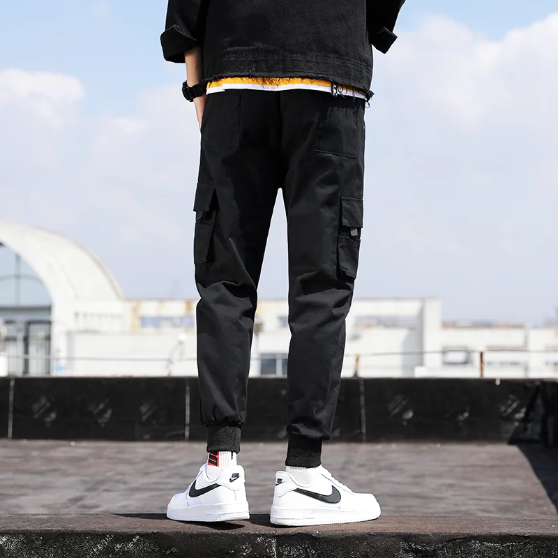 Брюки-карго мужские в стиле хип-хоп модные джоггеры брюки-султанки повседневная