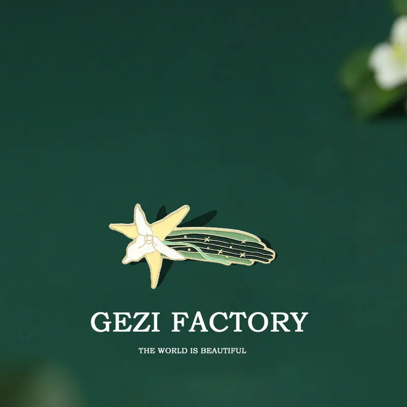 Светящаяся эмалированная булавка в виде орхидеи, 2 вида Светящаяся эмалированная булавка в виде орхидеи, 2 вида