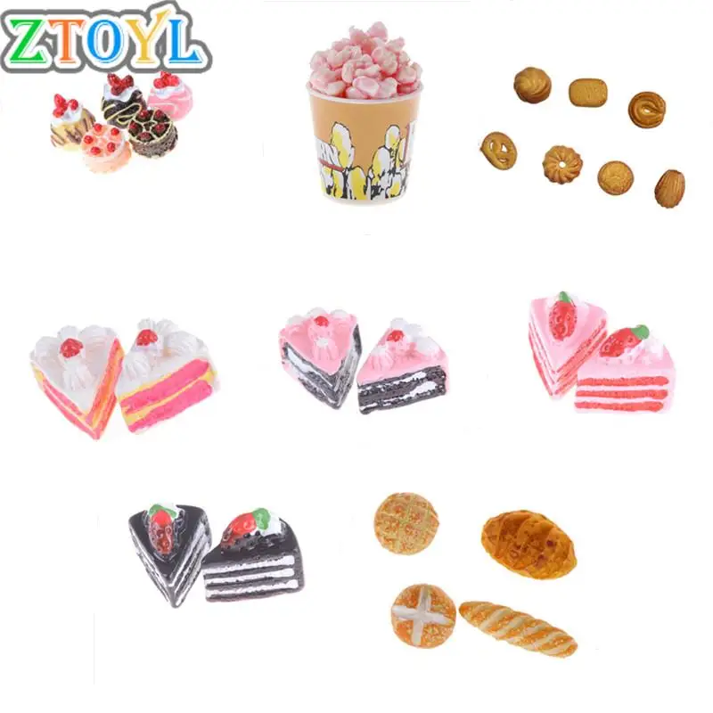 

1/12 Cute Mini Simulation Toast Food Cakes Dollhouse Miniature Food Breakfast Snack Kitchen Toys Miniature DIY Craft Toys