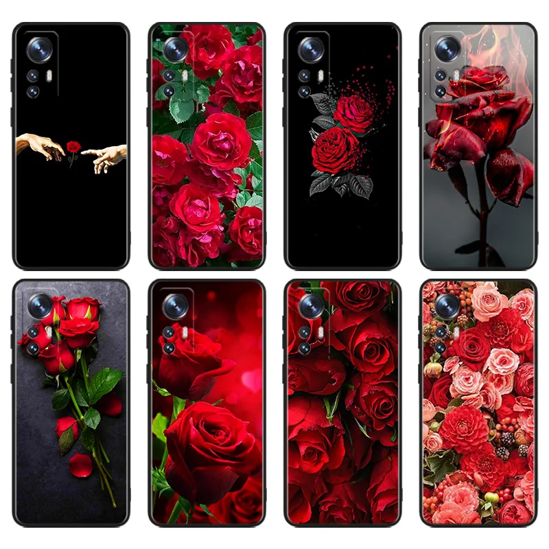 

Beautiful Red Roses Phone Case For Xiaomi Mi 12T 12S 12X 11i 11X 11T 11 10T 10S Ultra Pro Lite Black Soft Cover