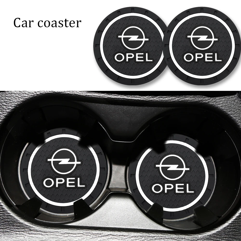 

2pcs Car Coaster Non-slip Water Cup Holder Pad Mat Interior Accessories for OPEL Vauxhall OPC Astra Insignia Vivaro Corsa Mokka