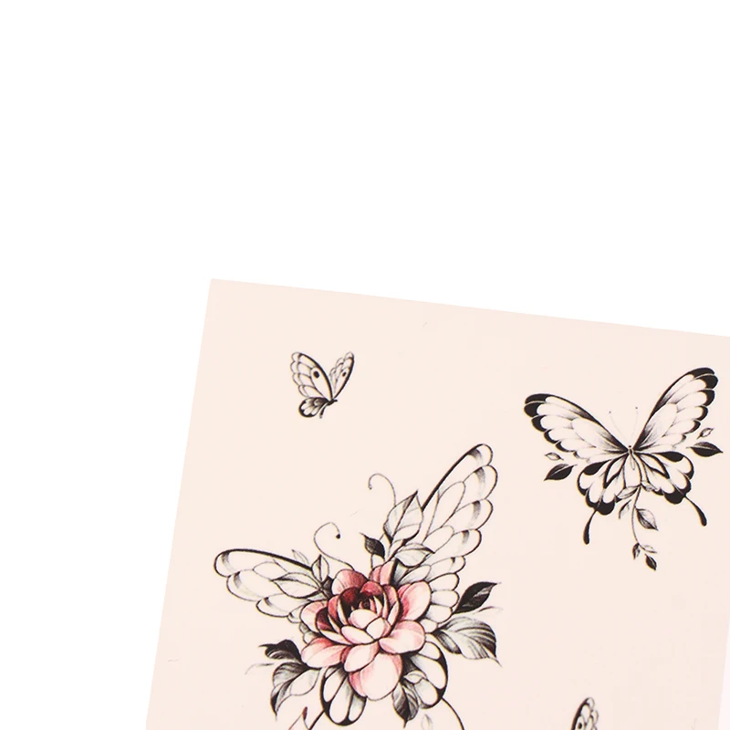 Водостойкие временные татуировки с рисунком бабочки и розы для женщин мужчин