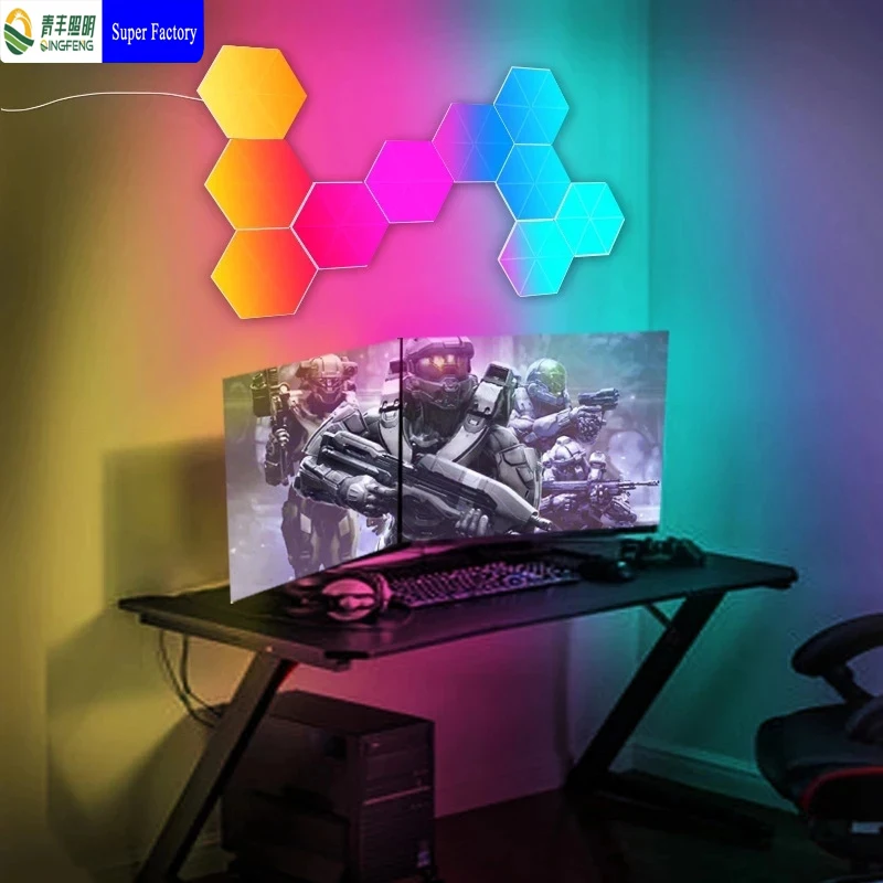 WIFI-APP Remote Control Indoor Wall Light RGB LED Night Light Led Hexagon Light Colorful Bedroom Living Room Gaming Lights