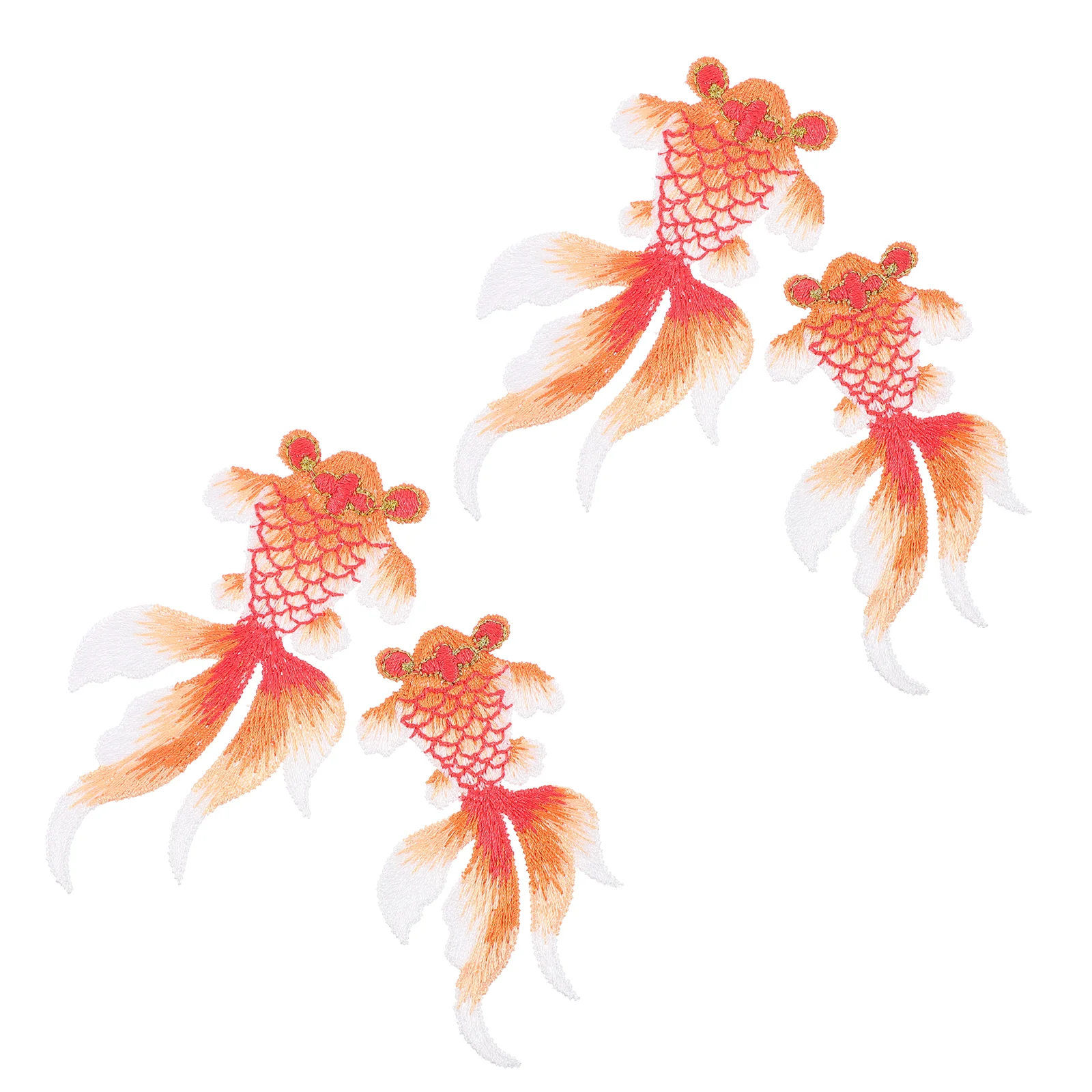 

4pcs Embroidered Patches Goldfish Design Clothes Patches DIY Clothes Decor