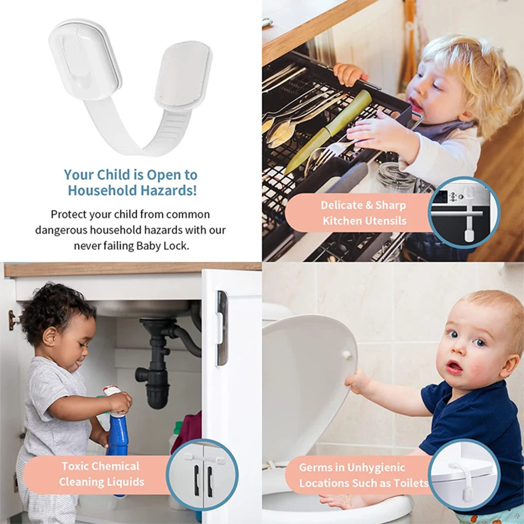 

6 Pieces Baby Safety Lock Child-proof Locks Punch Free Removable Protector