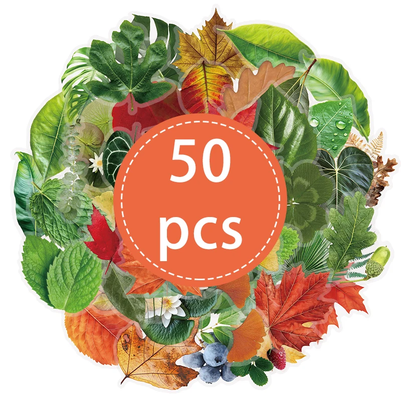 

50 шт. Эстетические наклейки XIURAN зелёные растения ПЭТ