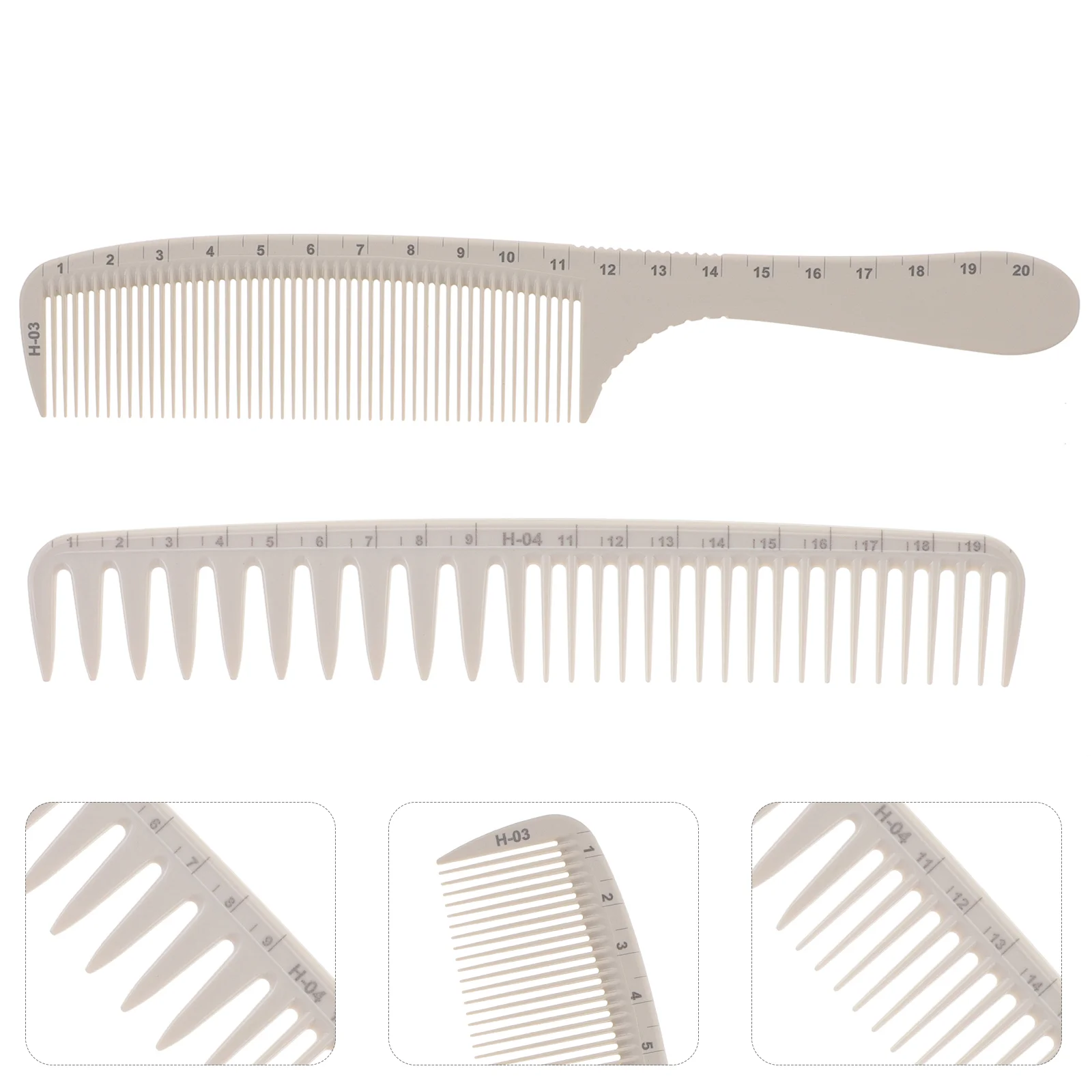 

2 Pcs Metal Hair Comb Graduated Parting Small Weave Cutting Combs White Flat Ironing Travel