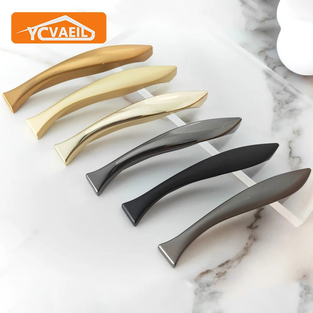 

Furniture Handles for Cabinets and Drawers Zinc Alloy Black Gold Bedside Table Wardrobe Pulls Home Door Handles 96mm 128mm