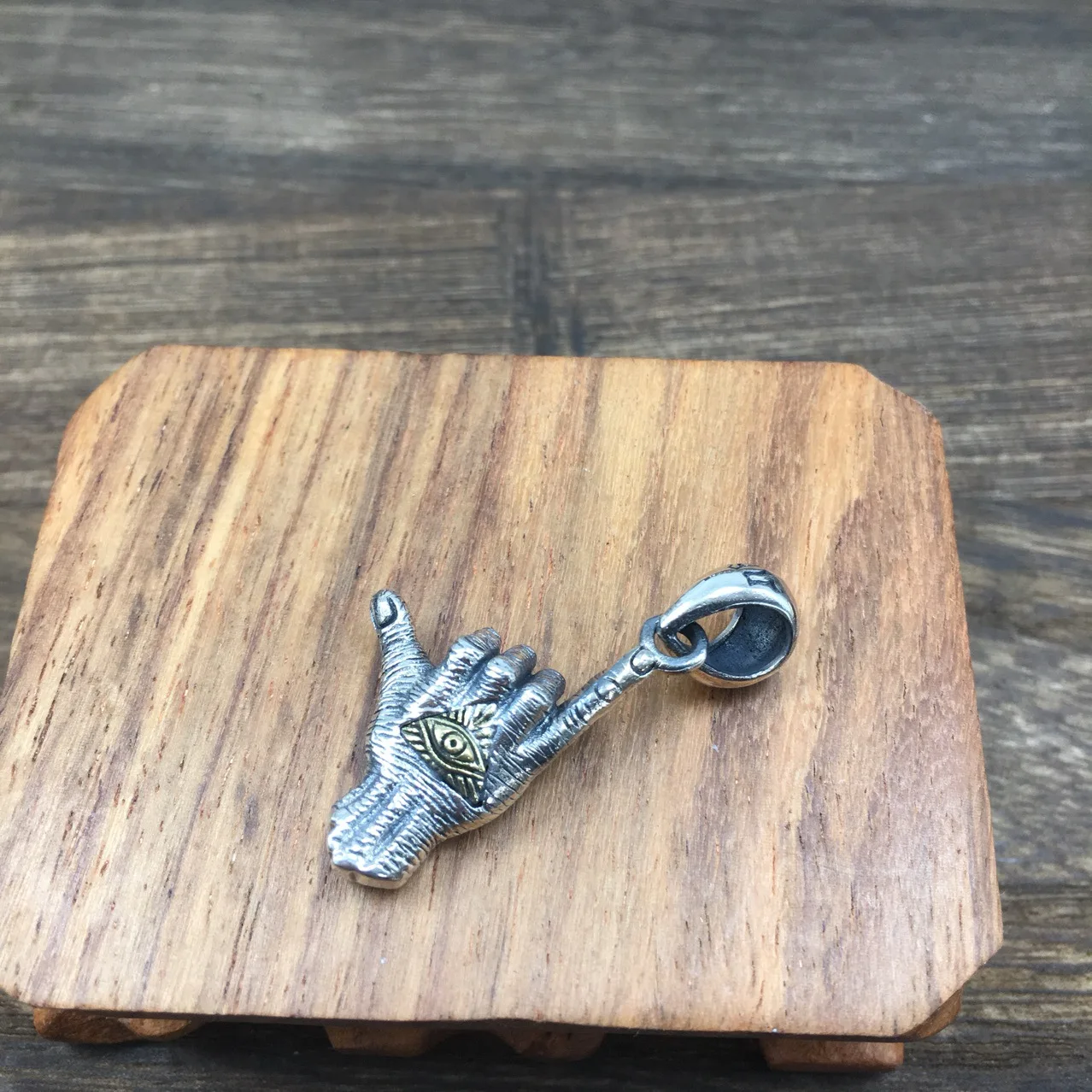 Стильное ожерелье с подвеской в виде жеста стиле хип-хоп из серебра S925 пробы