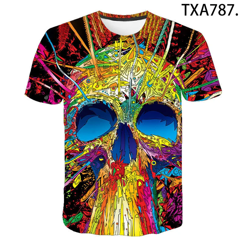 

Футболка Goth с 3D-принтом черепа для мужчин и женщин, крутая Повседневная модная уличная одежда с коротким рукавом для мальчиков и девочек, лето