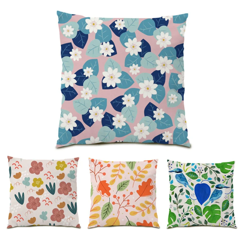 

Comfortable Gift Ornamental Pillowcase Living Room Velvet Cushion Cover Soft Decoration Home Decor Polyester Linen Floral E0534