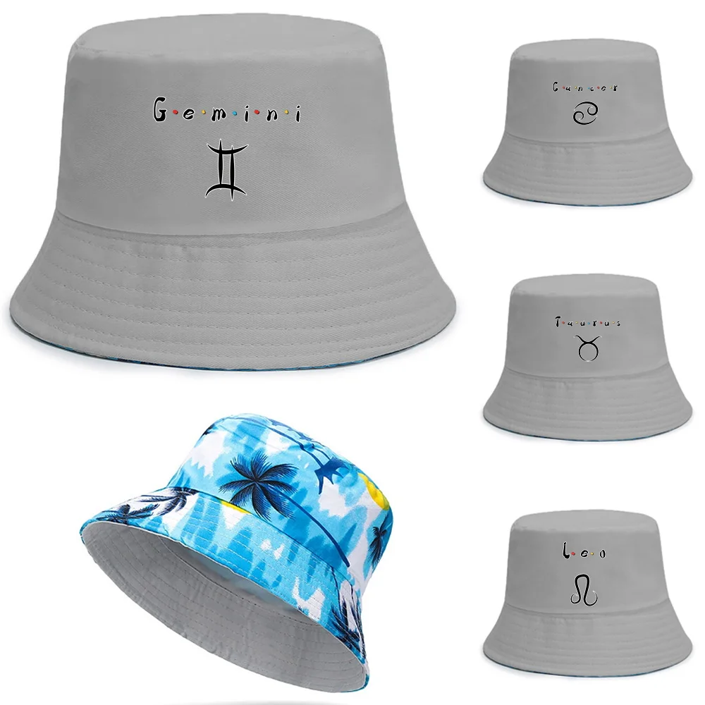 

New Double-sided Wear Fishing Hat Bucket Hats Boys/Girls Outdoot Constellation Series Fisherman Cap Summer Women Men Travel Hat