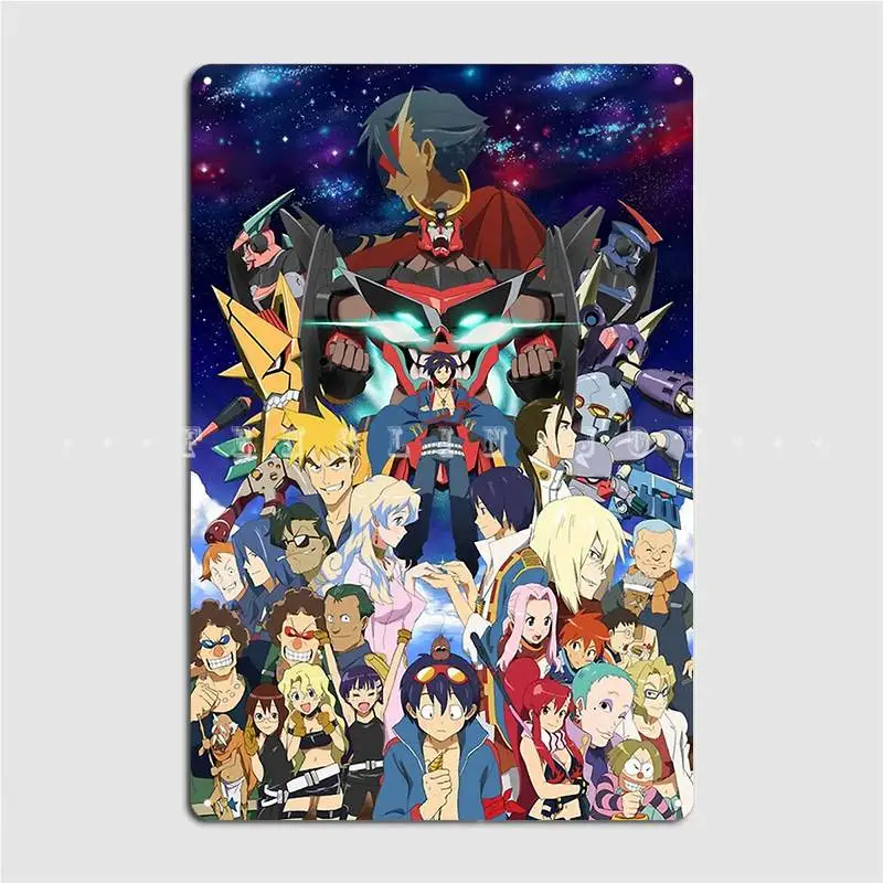 

Tengen Toppa Gurren Lagann Metal Sign Club Home Wall Decoration Plates Tin Sign Poster