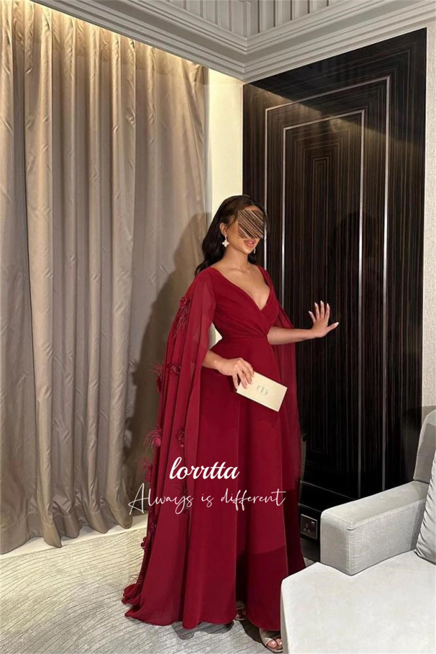 Lorrtta Shawl Deep Red Flower Decoration Party Dress Вечерние бальные платья Платья для особых