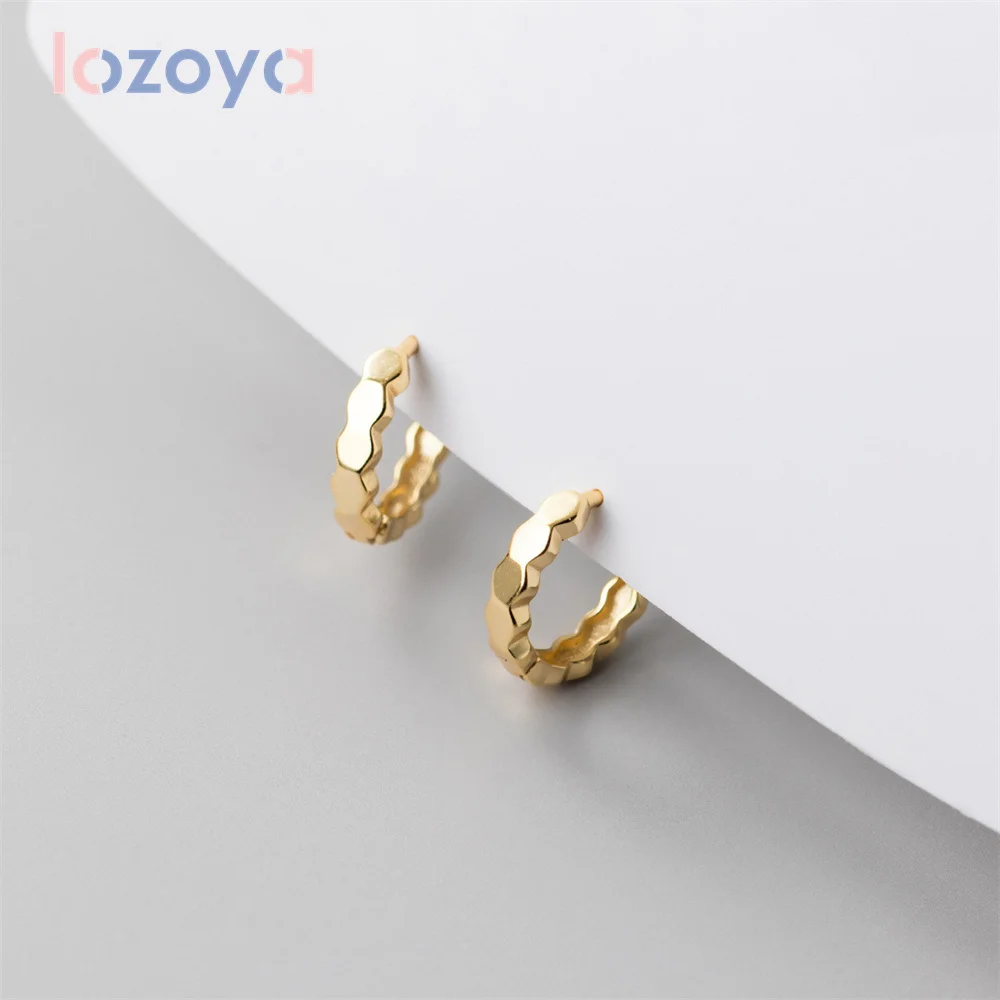 

Женские серьги Lozoya из серебра 925 пробы, простой глянцевый многоугольный вырез, Нежный Циркон, Ohrringe, роскошные высококачественные украшения ...