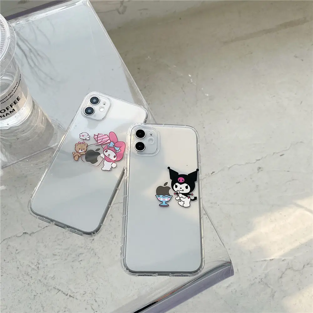 

Cute Creative Cartoon Kulome and Melody Clear Silicon Ladies Phone Case For iPhone 7 8Plus XR Xs XsMax 11 12 13 Pro Max Case