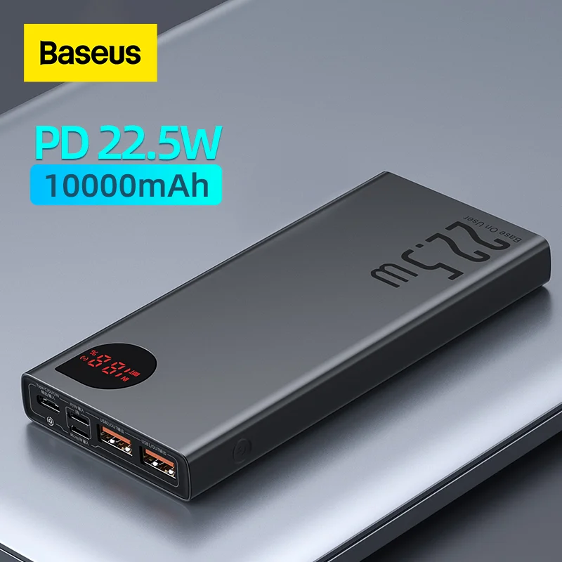 Baseus Power Bank 10000mAh with 22.5W PD Fast Charging Powerbank Portable Battery Charger For iPhone 14 13 12 Pro Max Xiaomi