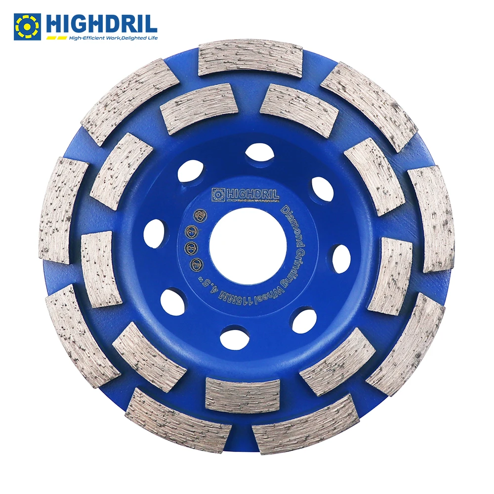 

HIGHDRIL 1pc Dia115mm/4.5inch Diamond Sintered Double Row Grinding Wheel Sanding Disc Cup-shaped For Concret Masonry Granite
