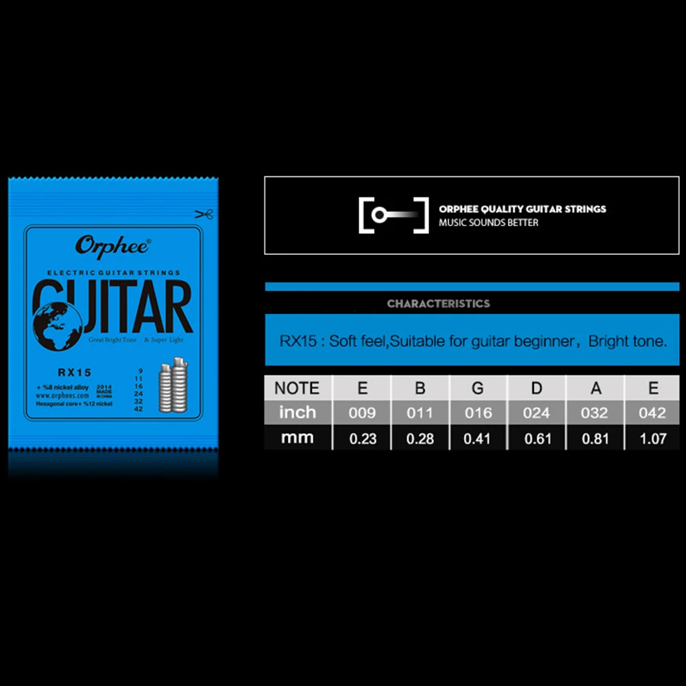 

Extra Light RX15 Orphee Electric Guitar Strings E B G D A Single String Super Light Gauge 009-042 Hexagonal Carbon Steel Nickel