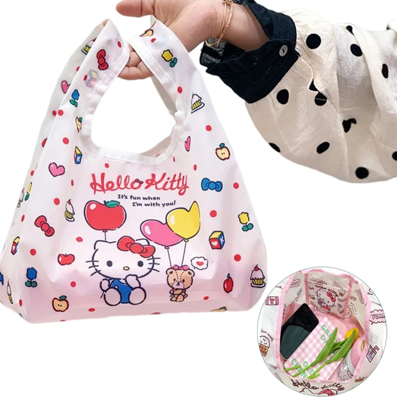 

Kawaii Sanrio Hello Kitty Environmental Protection Bag Kuromi My Melody Cartoon Foldable Lightweight Large-capacity Shopping Bag
