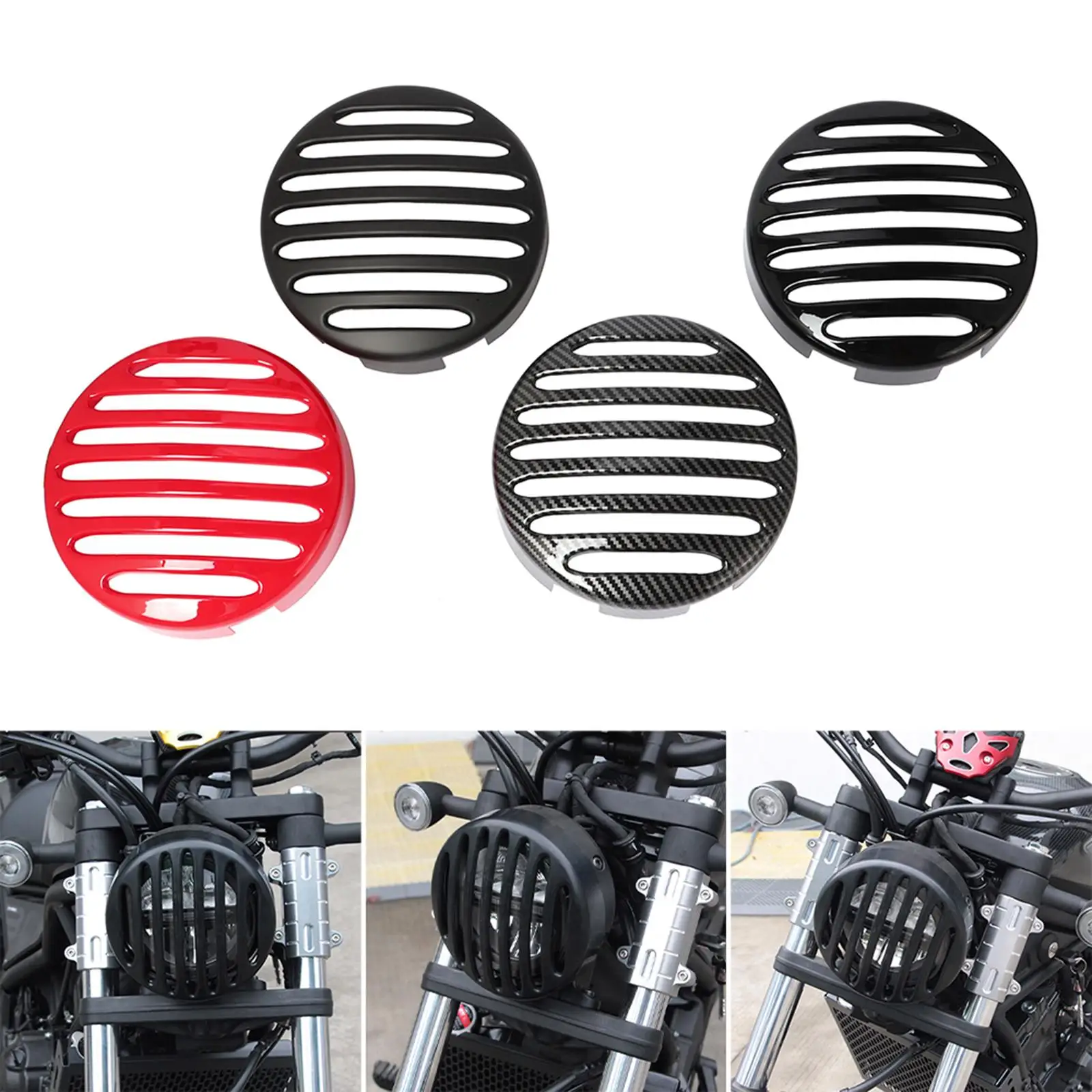 

Round Motorcycle Headlight Grill Cover Head Lamp Protector Grille for Honda Rebel CMX 500 17-19 Replace Parts Acc