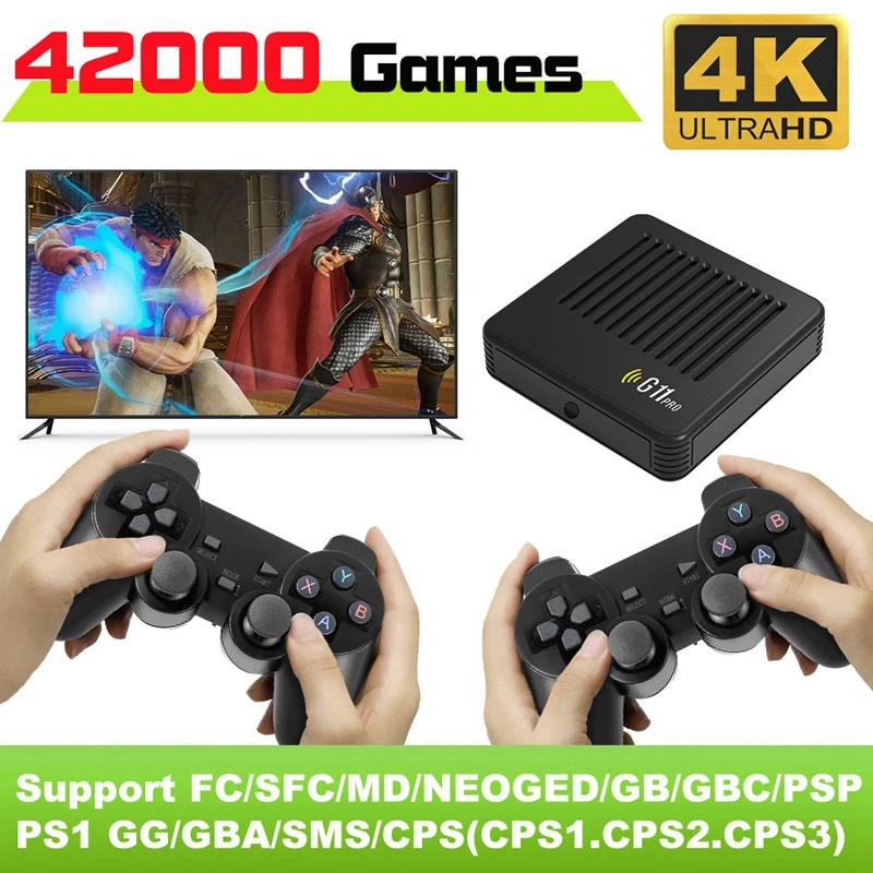 

G11 Pro Video Game Box Retro Game Console 128G Built in 42000 Retro Games Ultra Low Latency Wireless Controller 4K Output
