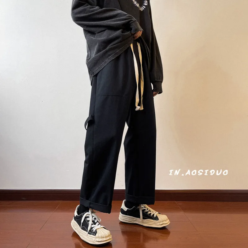 

Cotton Cargo Pants Men Fashion 4 Colors Retro Casual Pants Men Japanese Streetwear Hip Hop Loose Straight Pants Mens Trousers