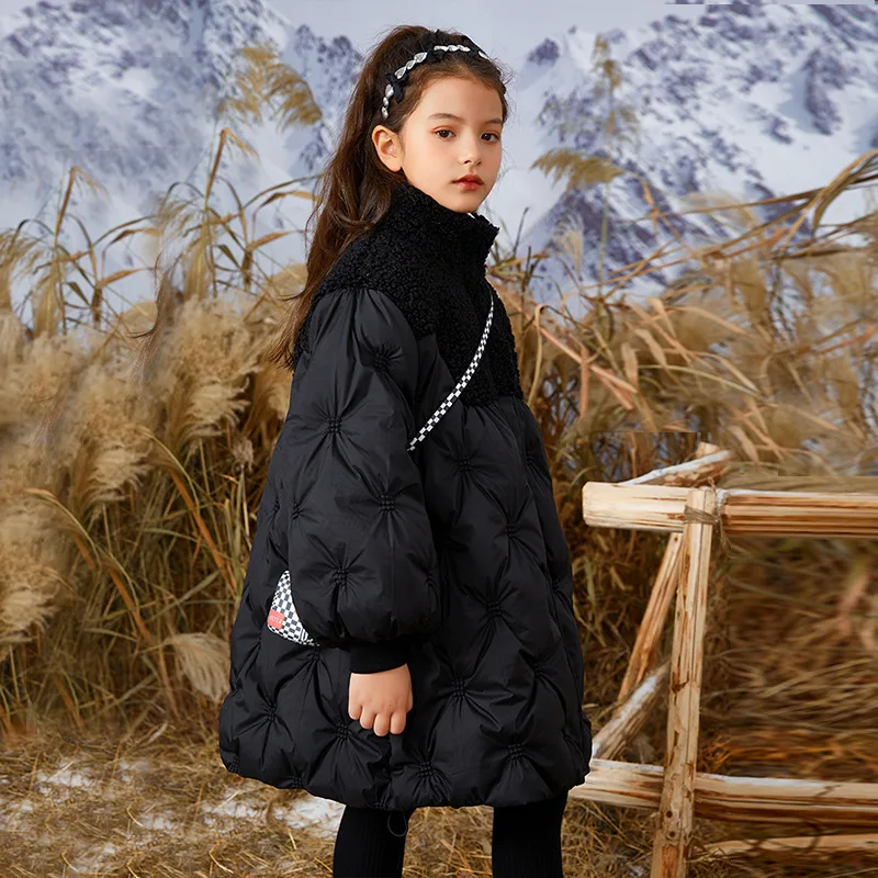 

Kids Winter Ski Snow Clothes for Girls Heavy Coat Girl 8 To 14 Year Old Boutique Padded Jacket Mid Length Fur Collar Long Parkas