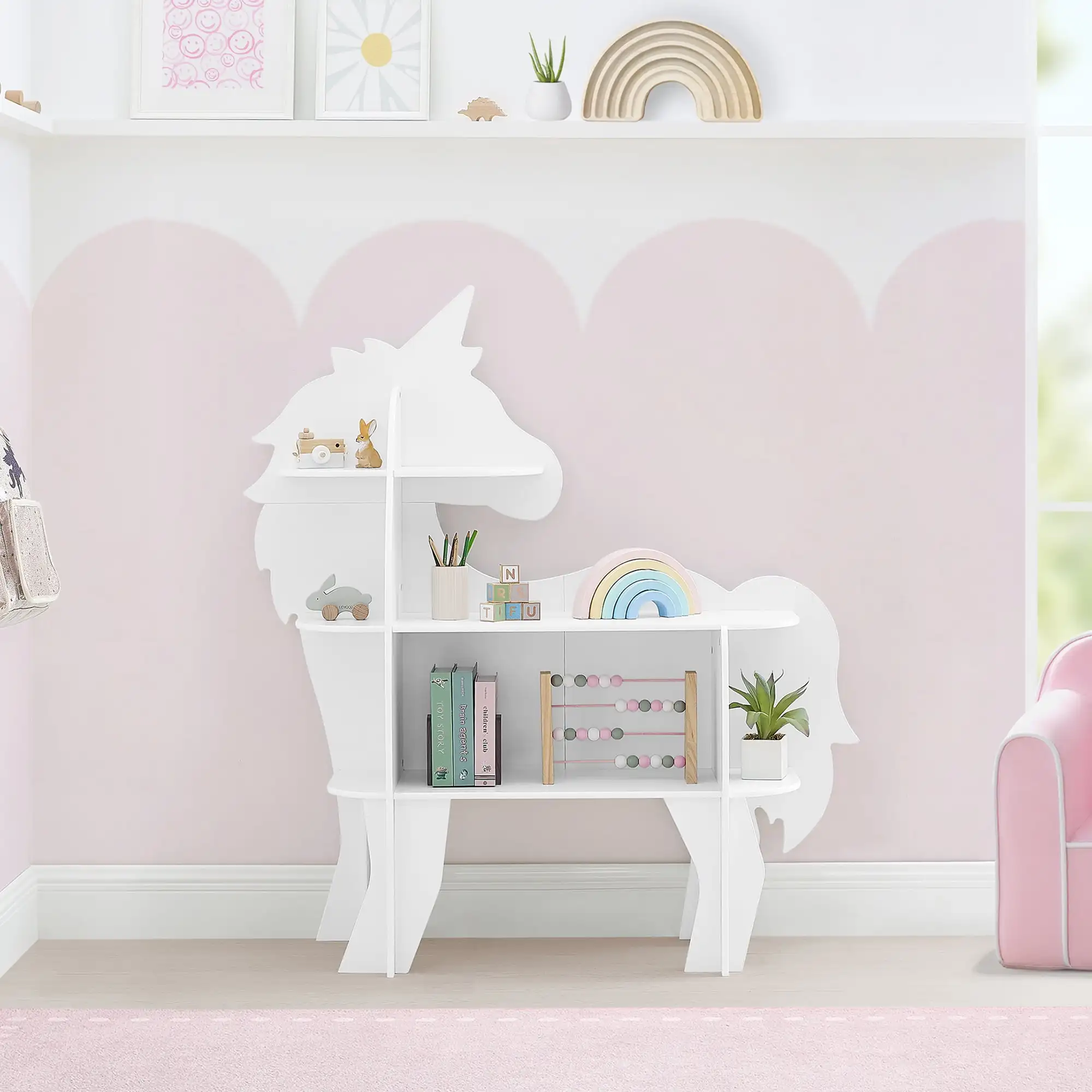 

Children Unicorn Bookcase - Greenguard Gold Certified, White