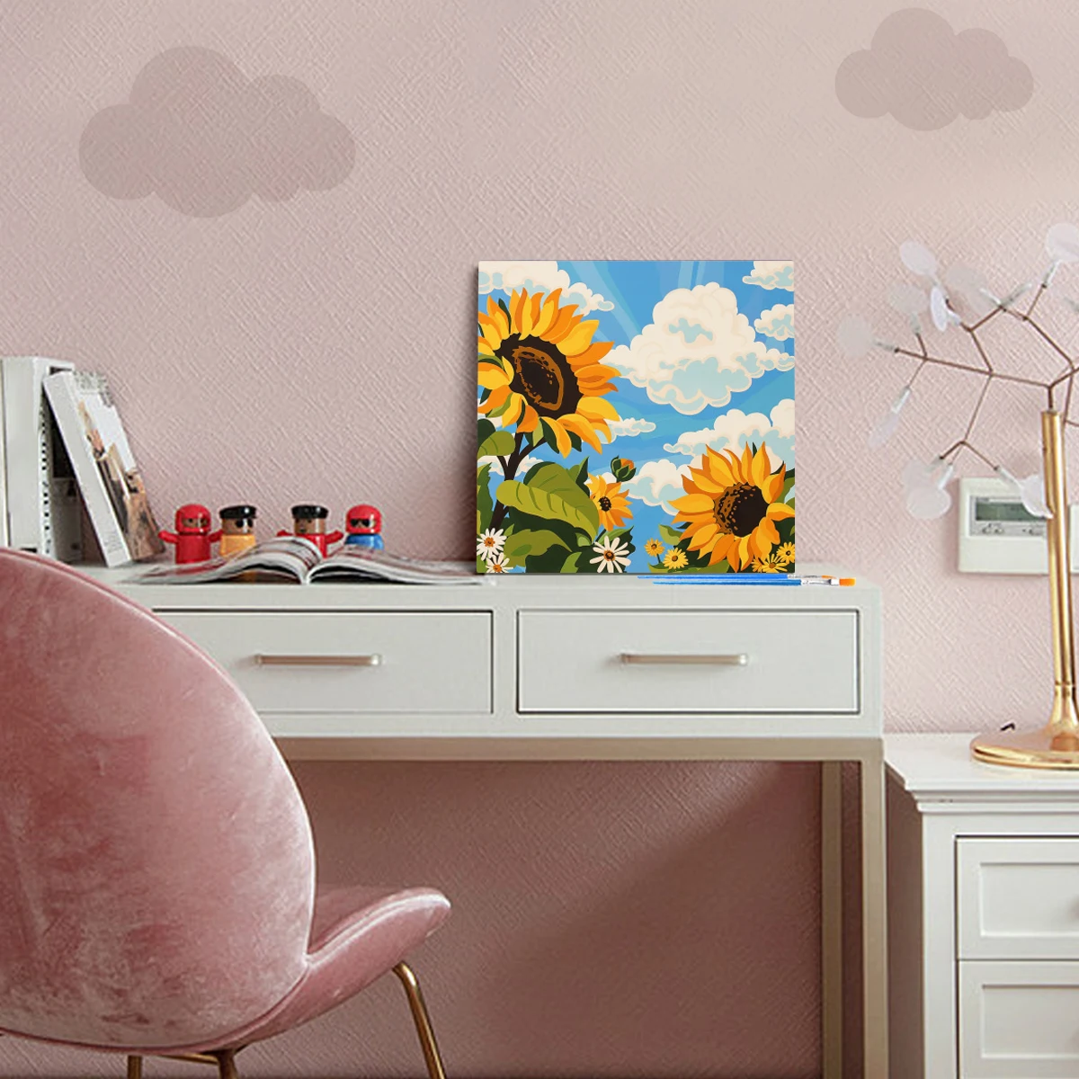 Набор для рисования по номерам RUOPOTY в рамке наборы подсолнухов ручная работа