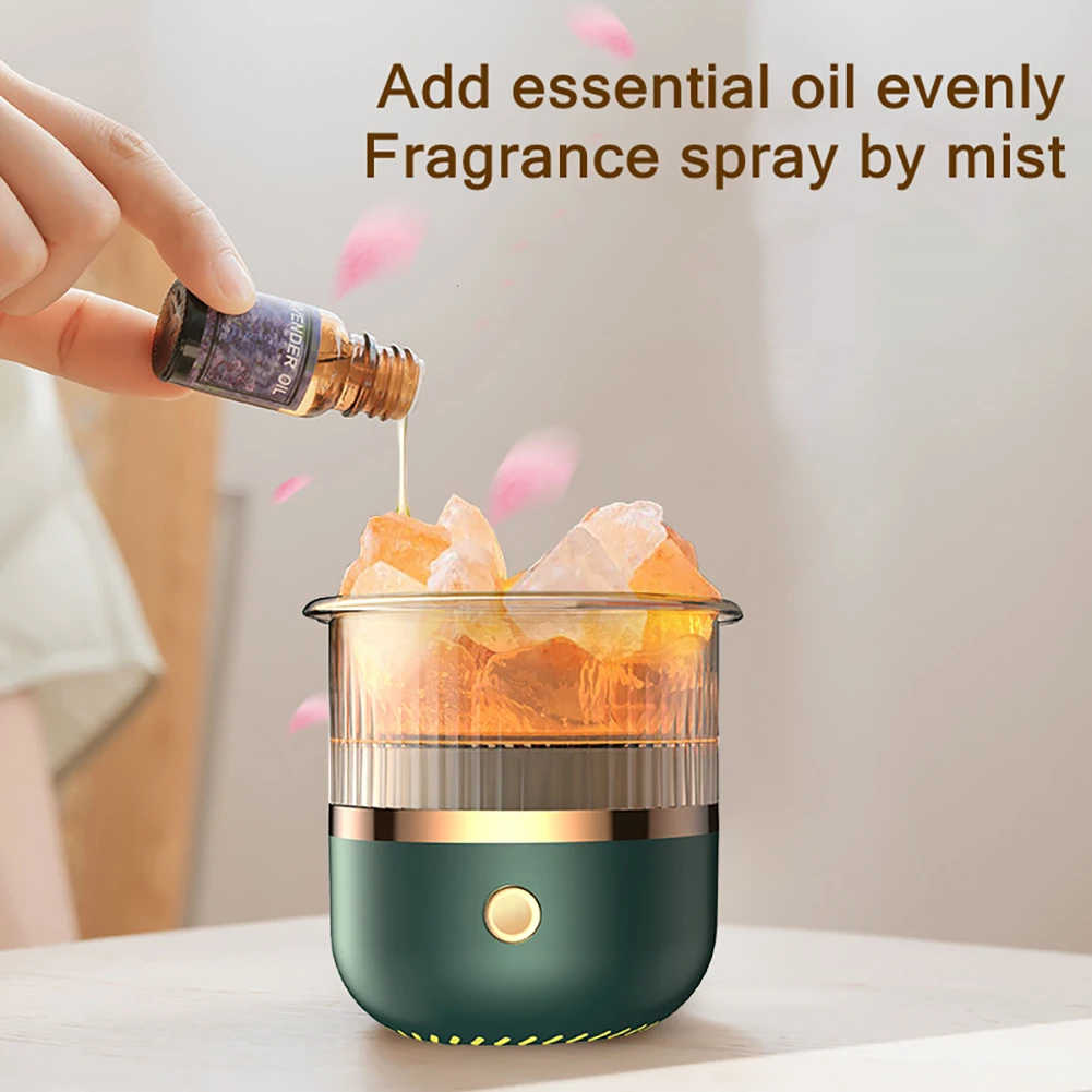 

Mini Aromatherapy Air Humidifier Mute Salt Stone Essential Oil Aroma Diffuser Automatic Power-Off with LED Light for Household