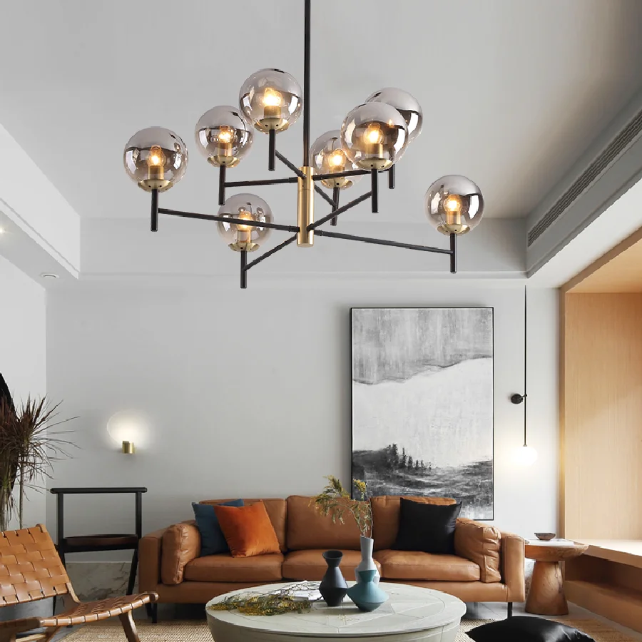 

Люстры в скандинавском стиле со стеклянными шариками E27, современный светодиодный потолочный светильник для кухни, гостиной, столовой, спал...