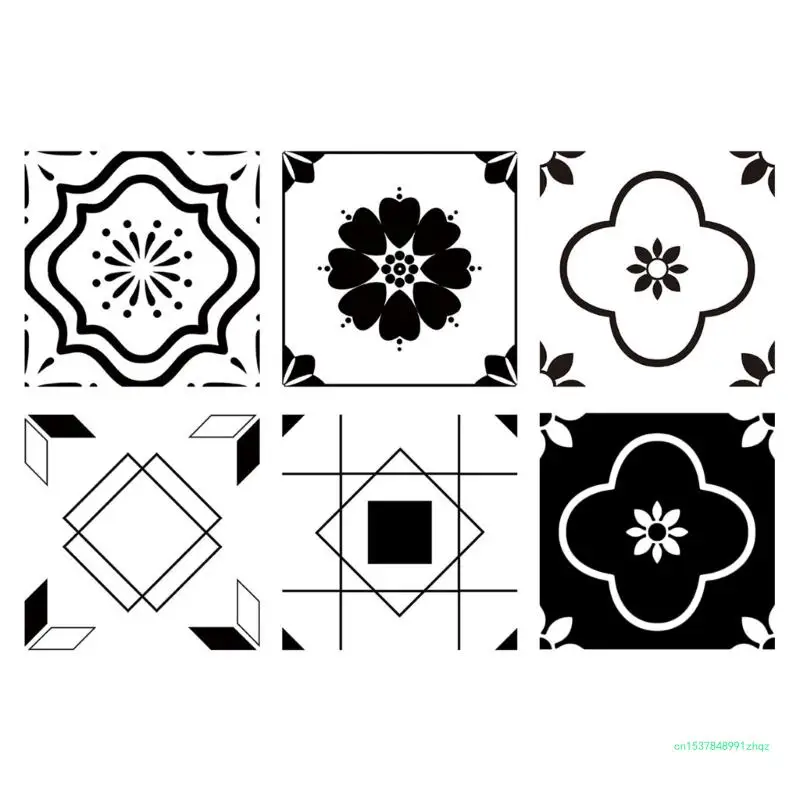

5pcs Black and White Tile StickersKitchen Dormitory Window Door Decoration