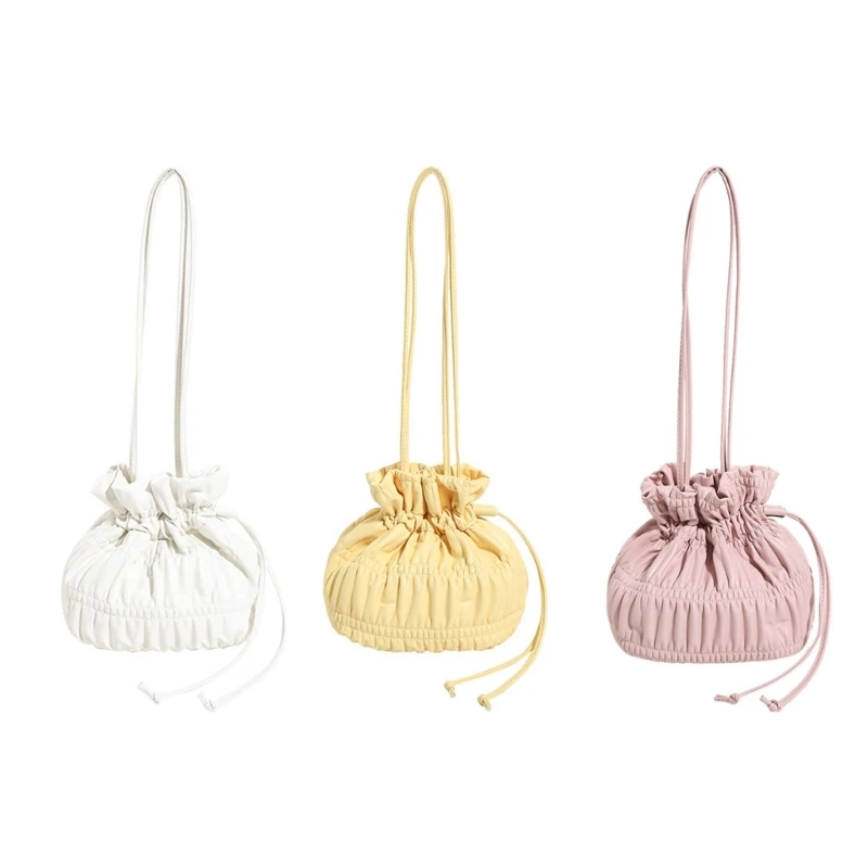 

M6CC Women Pleated Handbags Shoulder Bag Ladies Summer Bucket Crossbody Bags Ins