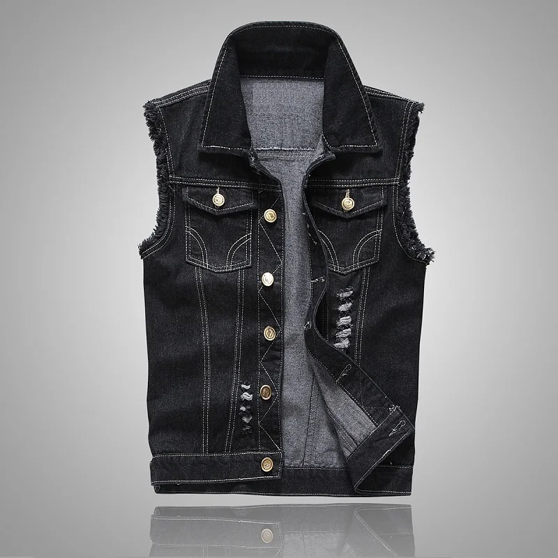 

Jacket Tankmens Jean 6XL New Plus Jacket Size Men's Denim Coats Male Denim Jacket Vest Waistcoat Sleeveless Men Ripped Vest