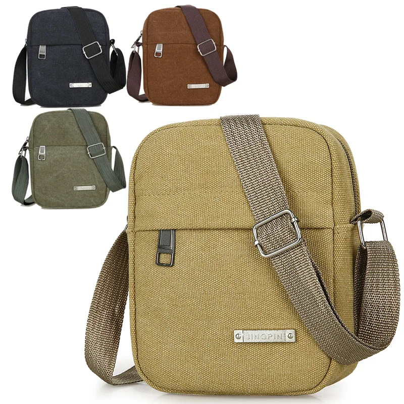 

Холщовые сумки-мессенджеры для мужчин, мужские кошельки и сумочки через плечо, повседневные маленькие модные миниатюрные портфели на ремне