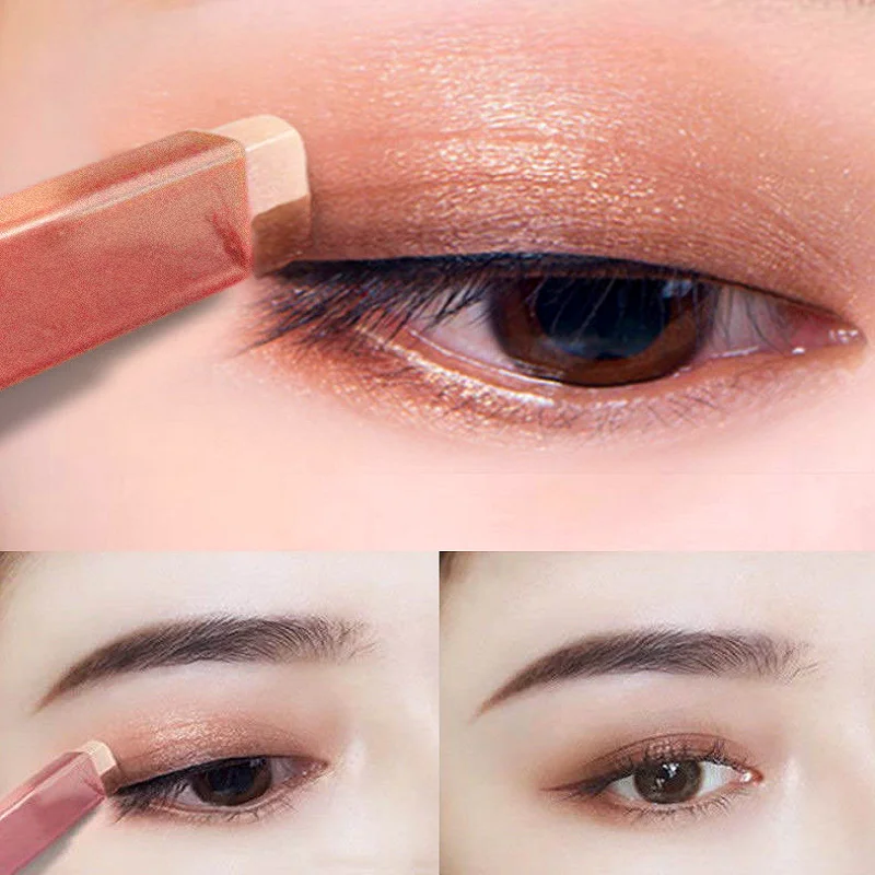 1Pcs Professional 2 In 1 Double Color Gradient Velvet Eye Shadow Stick Lazy Makeup Waterproof Lasting Shimmer Metallic Eyeshadow - купить по