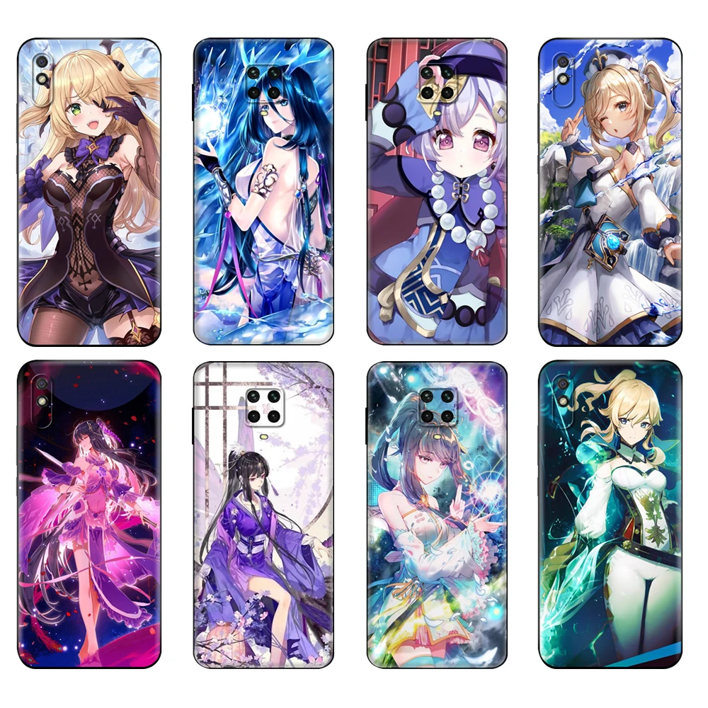 

Black tpu Case For Xiaomi Redmi 7A 8 8A 9 9A 9C Case Redmi Note 8T 8 Pro T Note 9 9S 9 Pro Case Genshin impact Cute