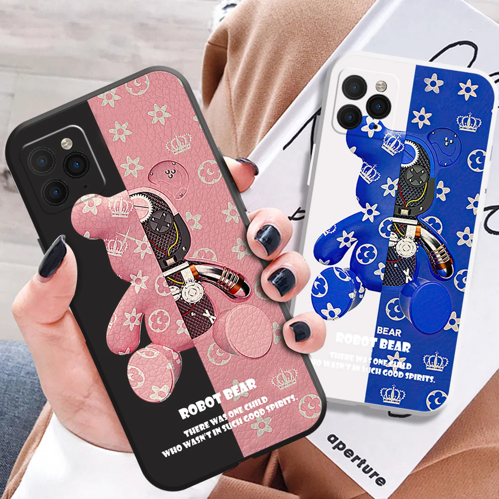 

2022 Mechanical bear Phone Case For iPhone 11 13 Pro MAX Mini 11 Pro MAX 6 6S 7 8 Plus X SR XS MAX SE 2020 Liquid Silicone Cover