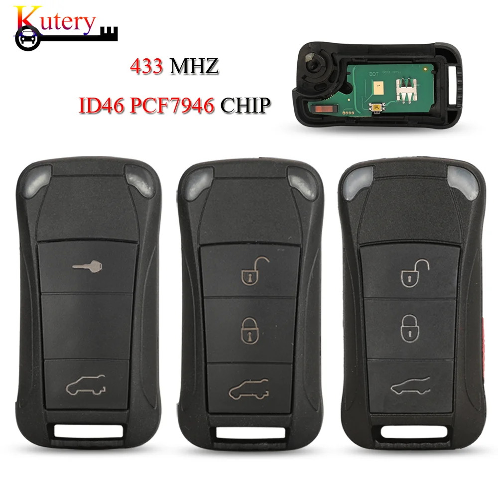 jingyuqin Folding Remote Smart Car Key For Porsche GTS Cayenne 2/3/4 Buttons 315/433Mhz ID46 PCF7946 Chip Half-Smart