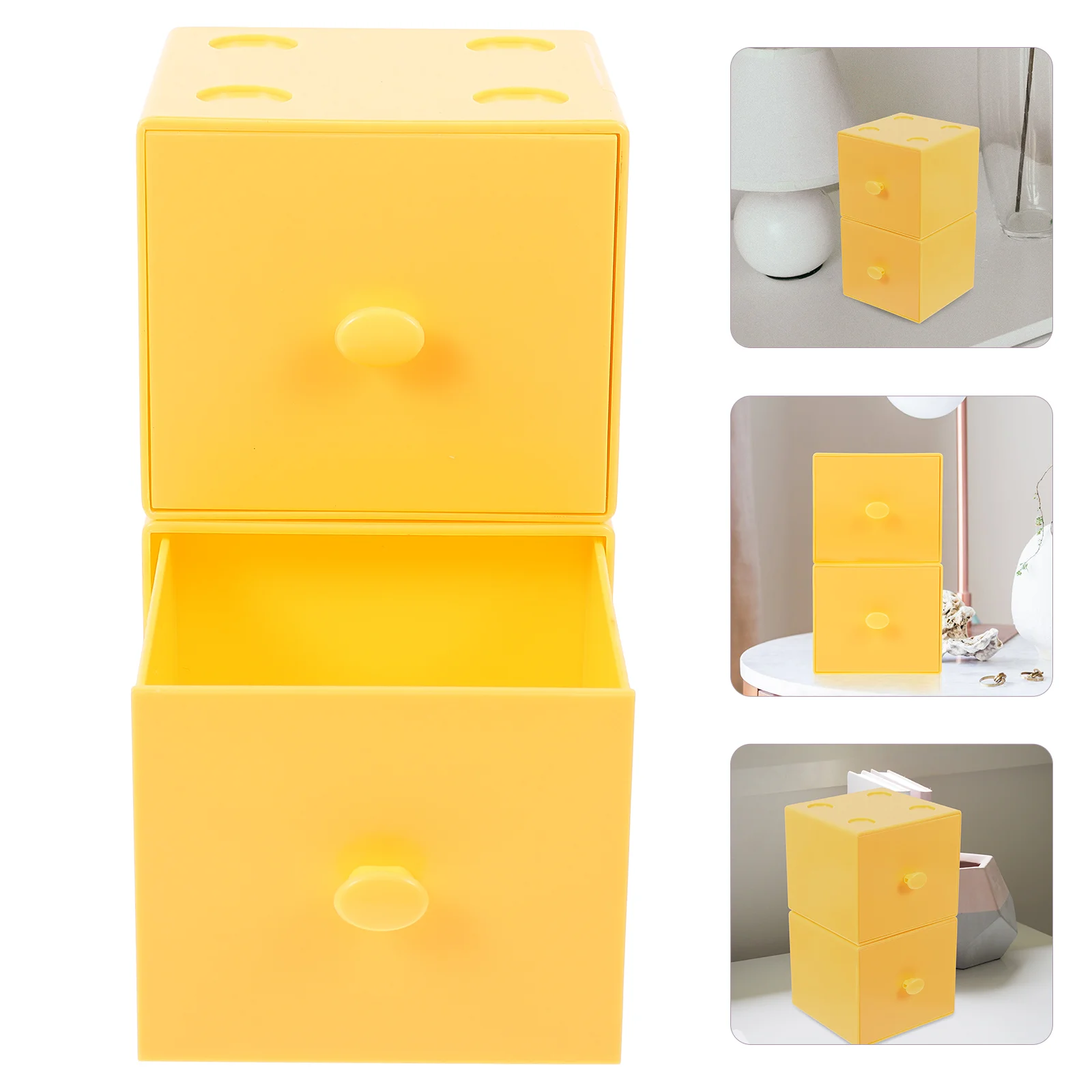 

2 Pcs Storage Box Organizer Jewlry Holder Desktop Drawers Plastic Home Supply Household Makeup Case Stationery Units Tabletop