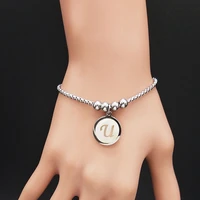 u letter shell chain bracelet for women stainless steel silver color bracelet jewelry pulsera acero inoxidable mujer b185s06