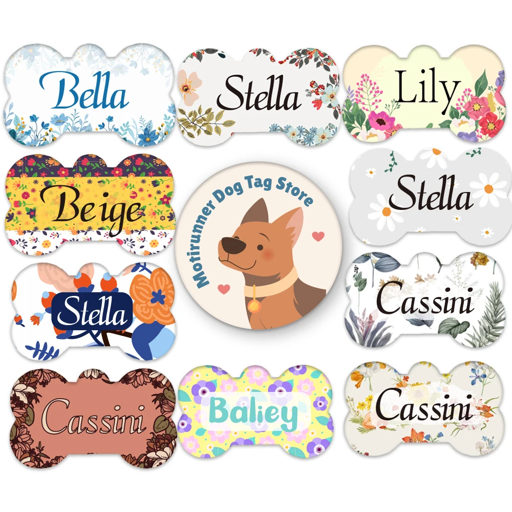 

Dog tag，20styles+ personalized Floral Flower Girl Lovely Pet ID Tags，dog id tag，pet name tags personalized
