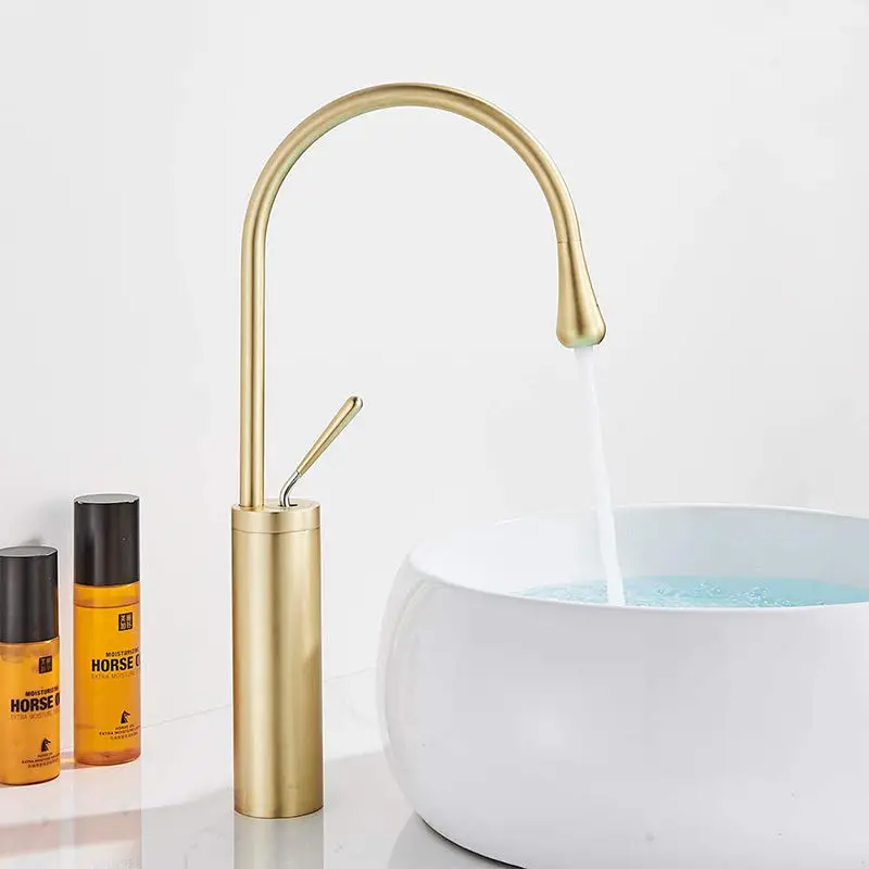

Luxury Gold Basin Faucets Bathroom Faucet Waterfall Single Hole Cold and Hot Water Tap Basin Faucet Mixer Taps