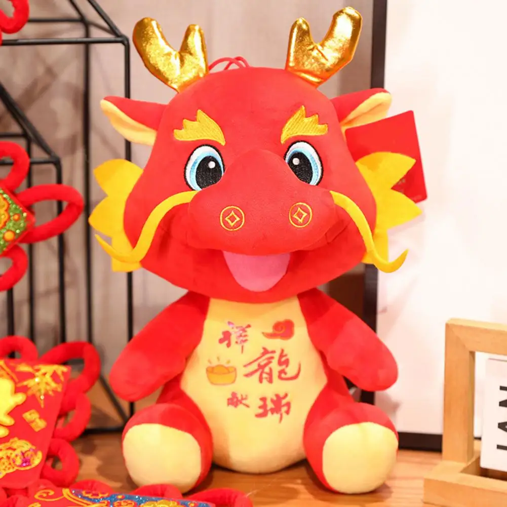 

Плюшевая кукла дракон с полным наполнением, талисман дракона, праздничная набивная кукла с китайским знаком зодиака для девочек, подарок на Новый год 2024